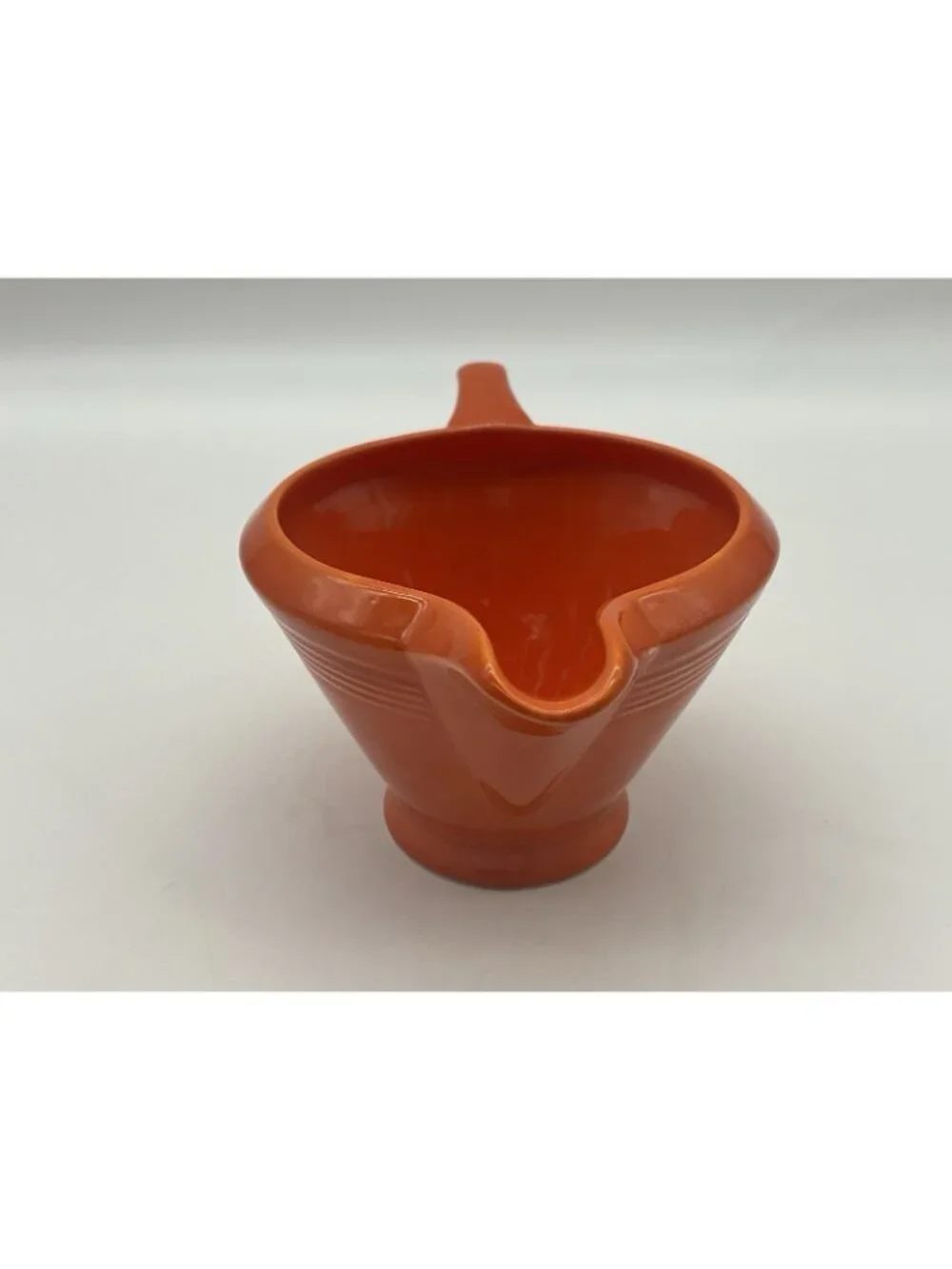 Homer Laughlin Harlequin Creamer and Lidded Sugar Bowl in a Red-Orange Glaze VTG